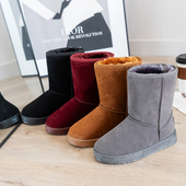 厚底棉鞋 中筒棉靴加绒磨砂绒秋冬款 女 时尚 单鞋 雪地靴女款 学生韩版