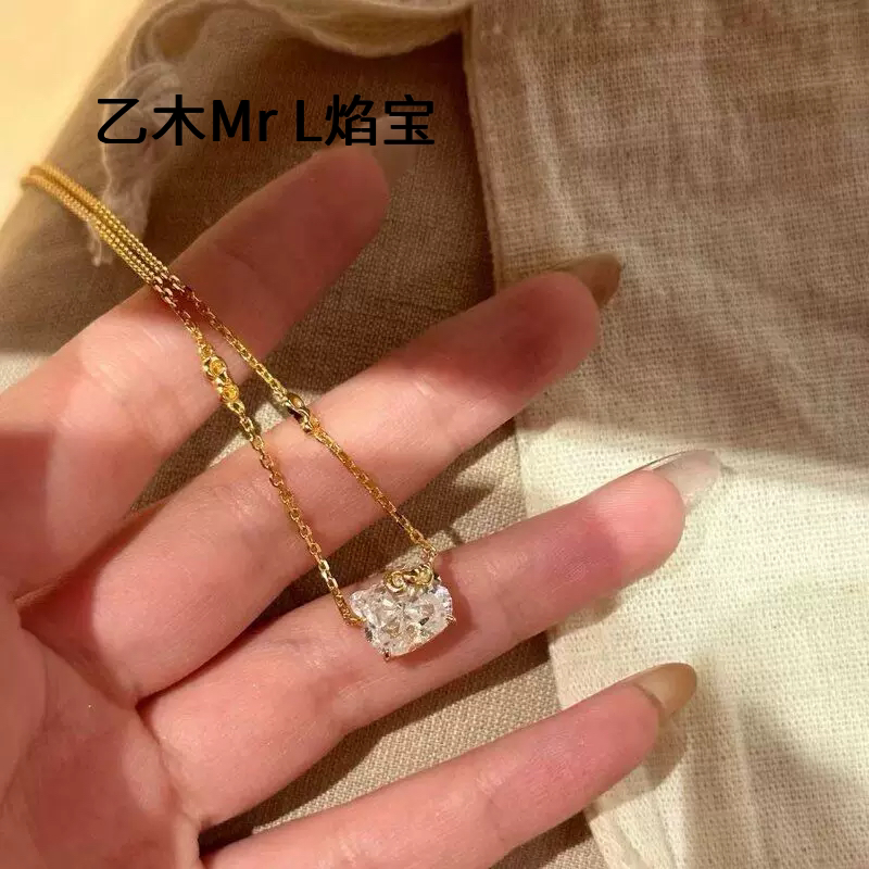 纯银S925轻奢超闪Kitty猫高碳钻项链高级感精致甜美可爱气质颈链