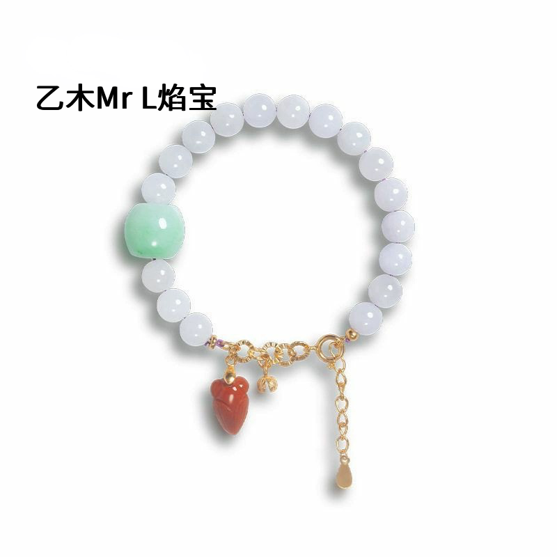 天然缅甸冰种翡翠A货手链女路路通蜜蜡圆珠手串S925纯银镀金工厂
