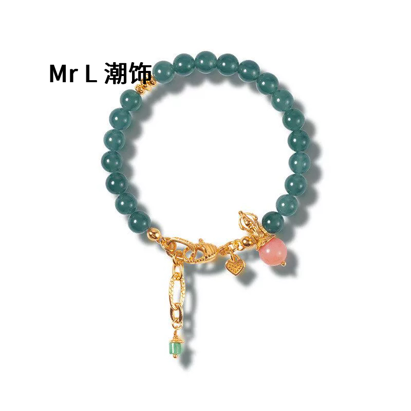 天然危地马拉蓝水翡翠手链女款S925银镀18K金6mm圆珠手串2025新款