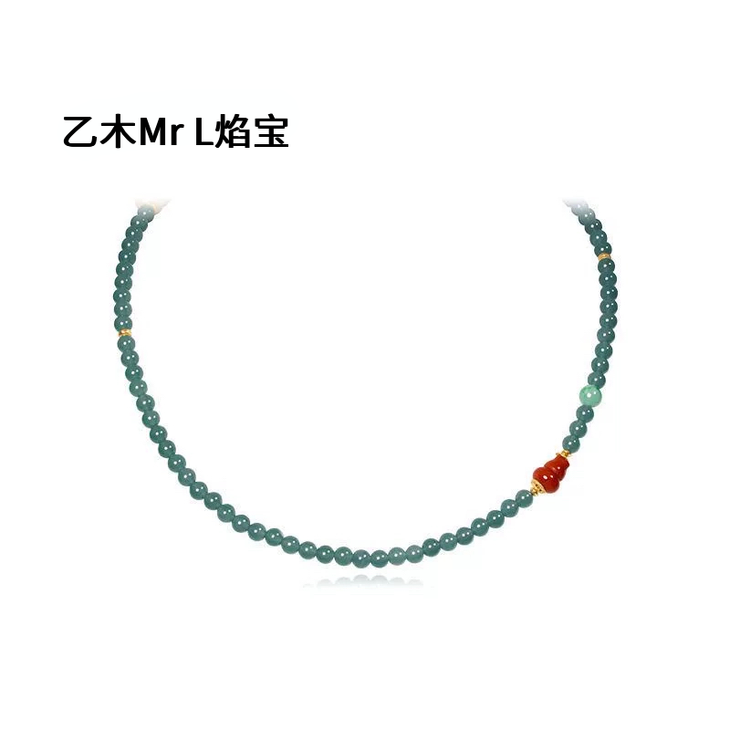 天然危地马拉蓝水翡翠A货项链女款S925银镀18k金南红源头2025新款