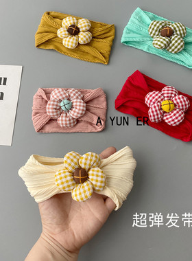 婴儿发带春秋薄款女宝宝超萌可爱发饰夏天柔软新生女童护卤门帽子