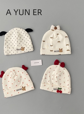 新生婴儿胎帽春秋款护卤门棉布无骨a类初生宝宝帽子夏季0到3个月