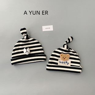 6月初生小月龄新生宝宝帽子无骨卤门满月胎帽 婴儿帽子春秋季