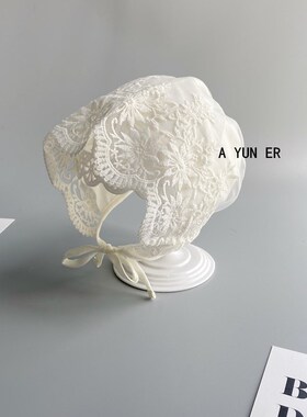 婴儿帽子春秋薄款蕾丝花朵边公主帽婴儿遮阳帽宝宝夏季透气卤门帽