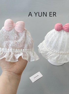 婴儿帽子夏季薄款女宝宝护囟门小月龄卤门帽纯棉新生儿女婴儿发带