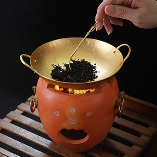 手工打造纯铜焙茶器中式功夫茶烤茶炉茶叶提香器普洱醒茶烘茶铜鼎