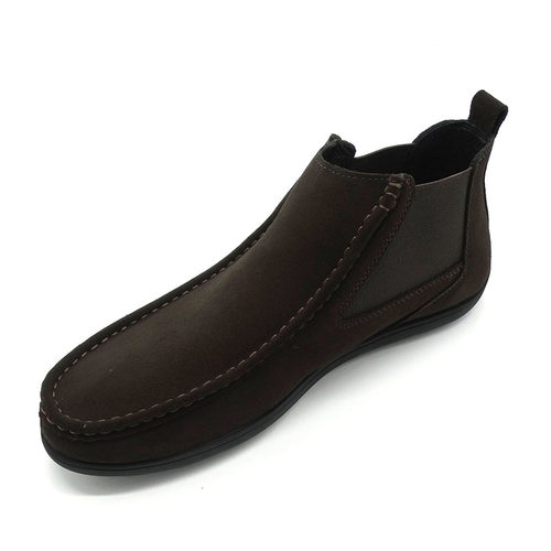 2021秋冬高帮鞋男加绒真皮套脚