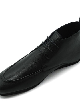 秋季新款高帮鞋男潮时尚百搭软牛皮潮鞋子韩版系带瘦脚休闲皮鞋