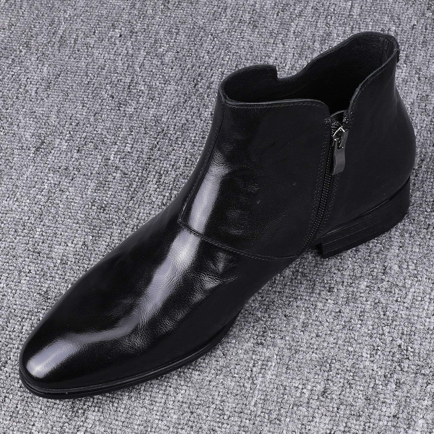 2026新款小尖头切尔西靴男款百搭拉链高帮鞋时尚短靴皮靴马丁靴潮