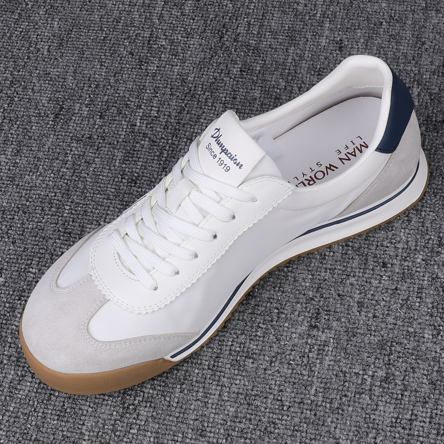 小白鞋男2026新款真皮系带皮布拼接潮流板鞋夏季透气休闲鞋薄款鞋,流行男鞋,休闲板鞋,淘宝优惠券,粉丝福利购,淘宝优惠卷