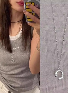 向日葵欧尼同款银色吊坠项链女