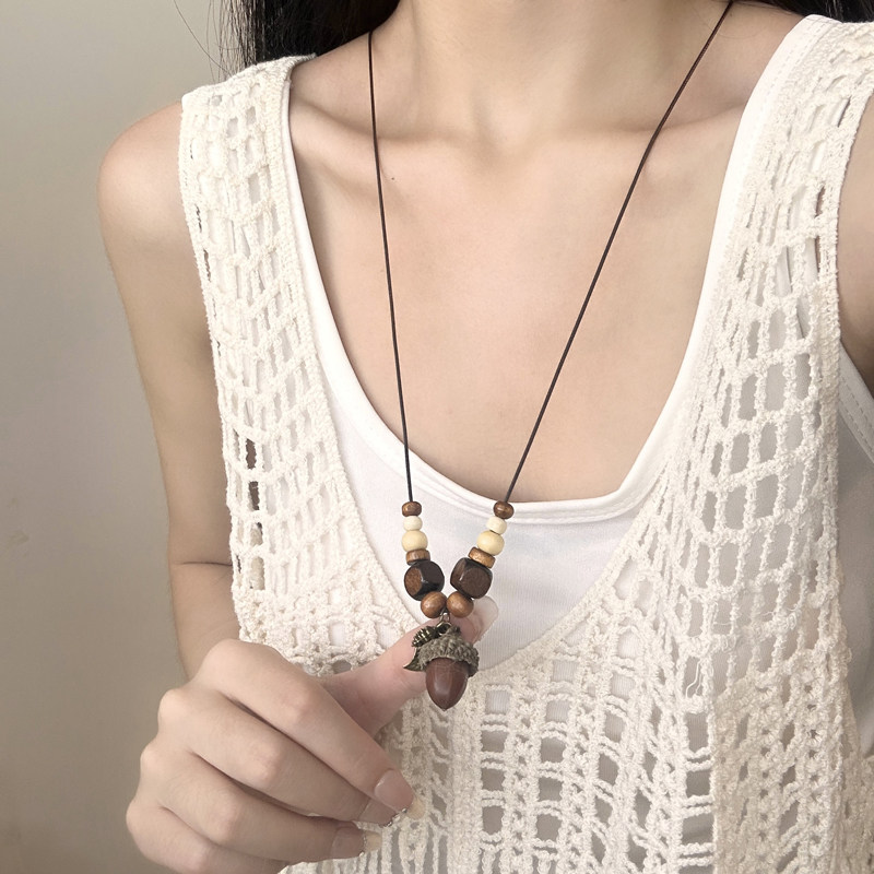 复古民族风橡果吊坠项链女款新中式古风高级感时尚长款锁骨链配饰,饰品/流行首饰/时尚饰品新,项链,淘宝优惠券,粉丝福利购,淘宝优惠卷