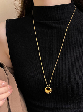 金色圆环水滴吊坠长款项链女配饰