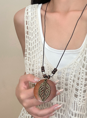 新中式禅意圆环麻绳项链女配饰
