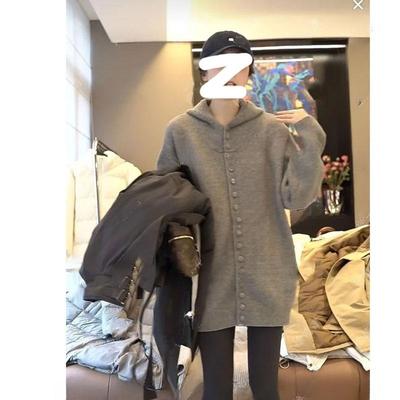 秋冬连帽宽松针织开衫女