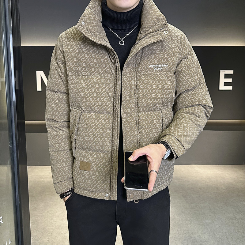 满印羽绒服男潮牌冬季高档2025新款时尚立领痞帅加厚男士冬装外套