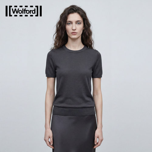 Wolford修身简奢桑蚕丝针织短袖