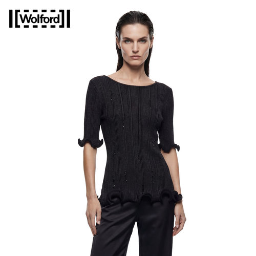 Wolford紧身高弹经典木耳边短袖