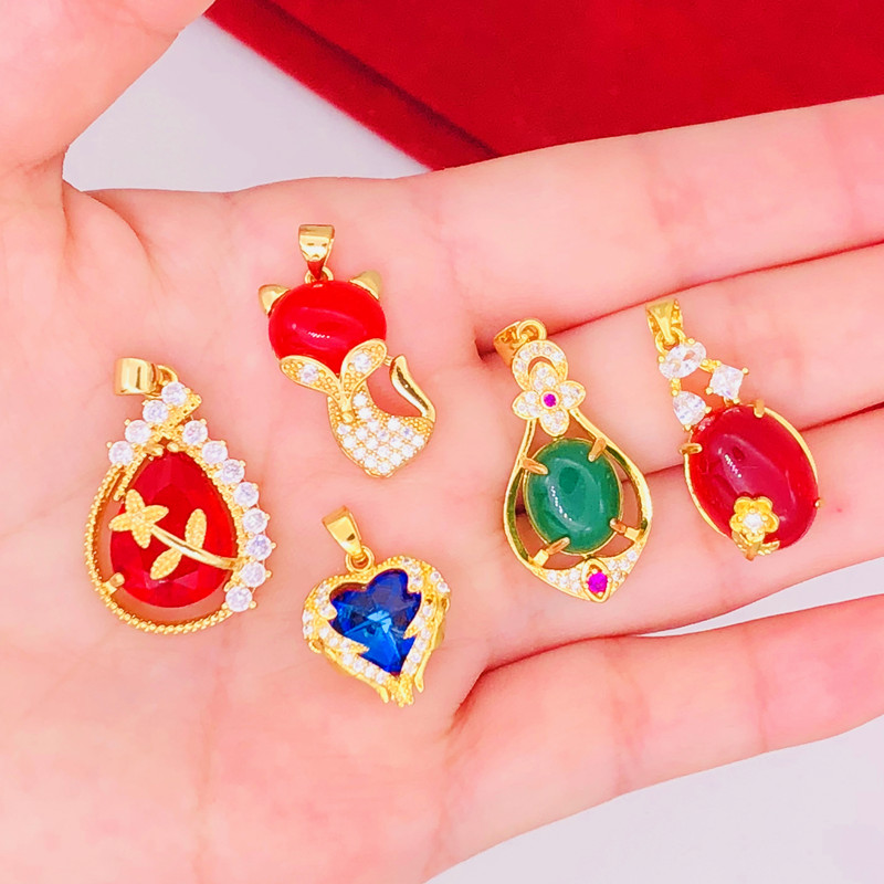 仿宝石女沙金亮晶晶金镶玉仿足金