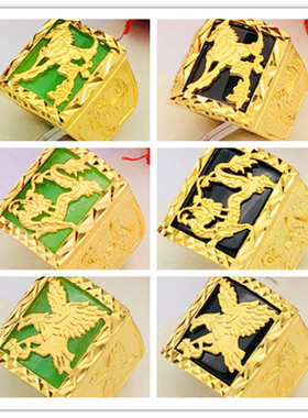 金店同款金镶玉沙金男久不掉色铜