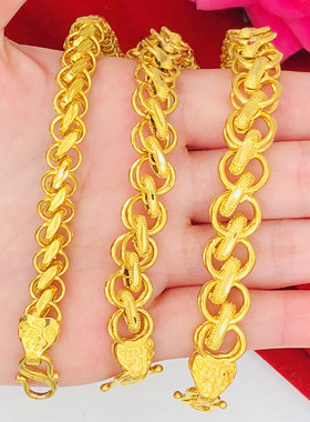 泰国金手链男女款铜镀金车花福扣