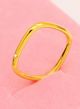 新潮抖音同款小红书细女沙金指环