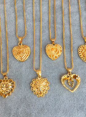韩版仿黄金爱心锁骨不掉色项链