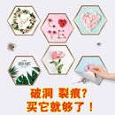 饰孔洞污垢划痕遮丑墙贴纸 3D立体效果绿植花卉贴画客厅房间温馨装