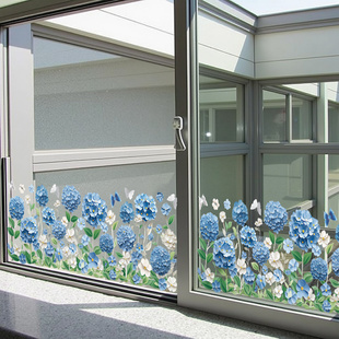 阳台窗户玻璃贴纸推拉门窗贴卧室房间客厅橱窗装饰布置踢脚线墙贴