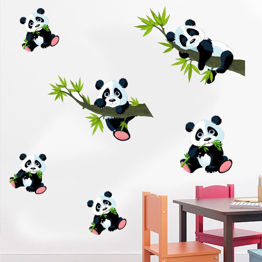3D立体墙贴纸中国风竹子熊猫墙贴画可爱卧室背景墙面装饰壁纸自粘图片