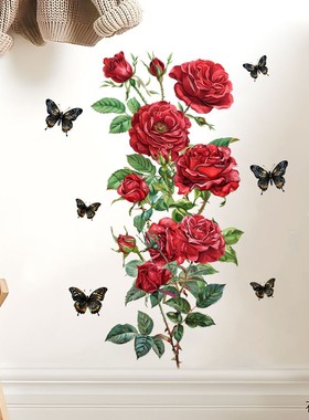 2025年新款款瑰粘贴厅卧廊防水饰画K389厂家新玫花朵防水贴画自粘