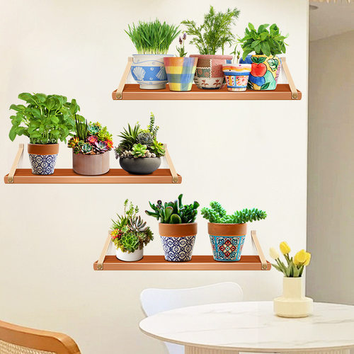 3d立体仿真绿植木架盆栽墙壁贴画客厅沙发背景墙装饰墙贴遮挡划痕