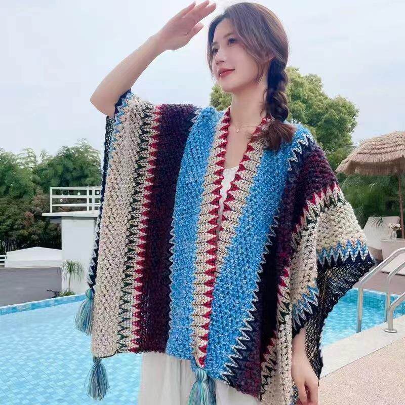 民族风披肩丽江青海川藏线茶卡湖旅游披肩斗篷外搭加厚披风斗篷女