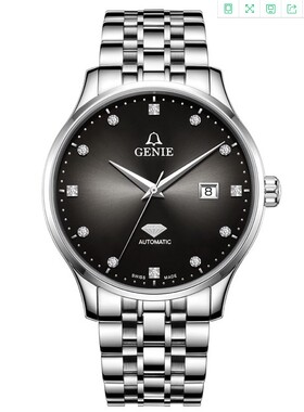 瑞士GENIE爵尼手表日历自动机械表男士防水GNQ-T1859M-ADWB 真钻