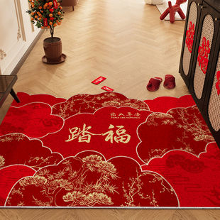 红色丝圈入户门地垫家用玄关大门口进门脚垫子门前可裁剪防滑地毯