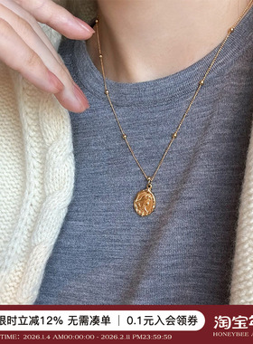 双面人鱼金币项链叠戴长款毛衣链