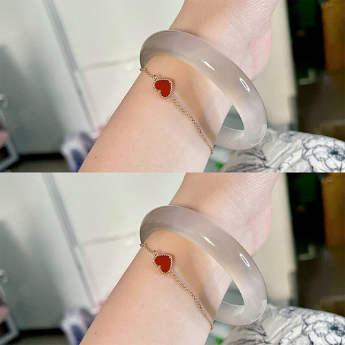 天然高冰白月光荔枝冻玛瑙手镯