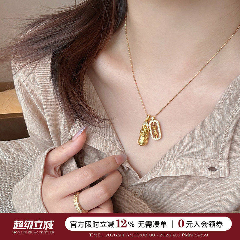 古法点钻转动金刚杵貔貅项链图片