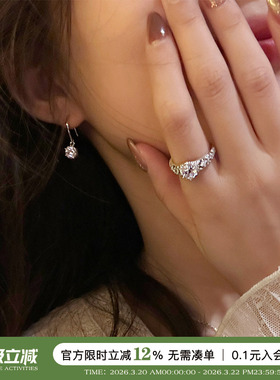 蜜蜂妈925银布布风蕾丝镂空钻戒