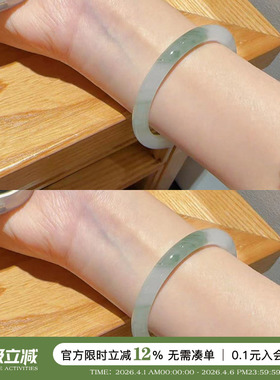 天然天山翠冰种飘花手镯女玉镯