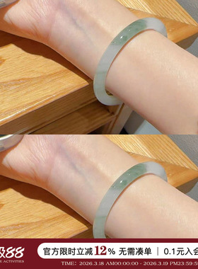 天然天山翠冰种飘花手镯女玉镯