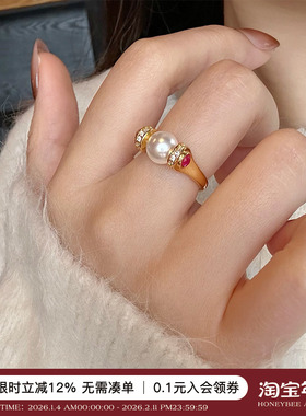 时来运转轻珠宝纯银珍珠戒指女