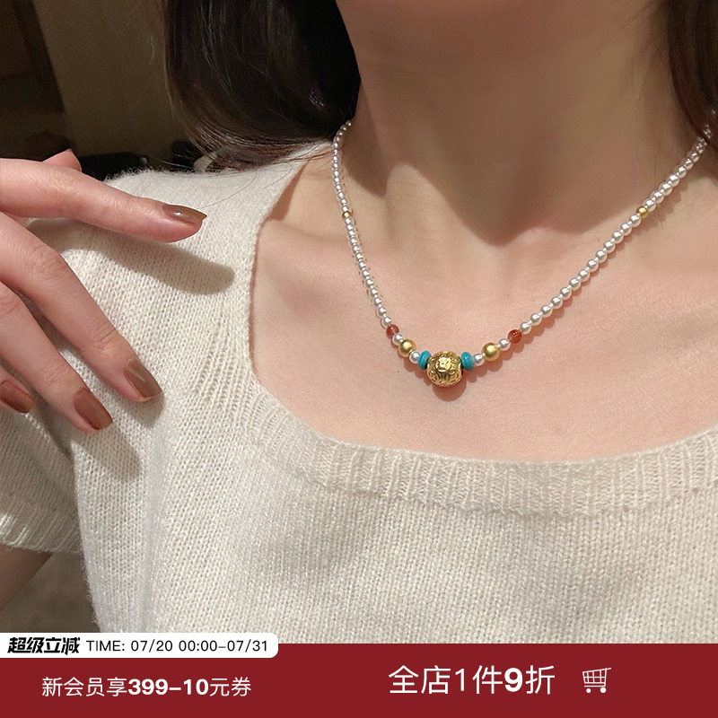 蜜蜂妈手作珍珠古法金项链