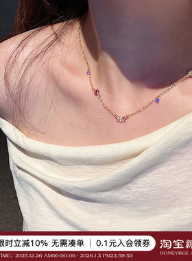 轻奢小众金色珐琅萤火虫项链