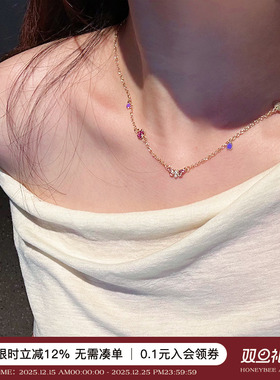 轻奢小众金色珐琅萤火虫项链