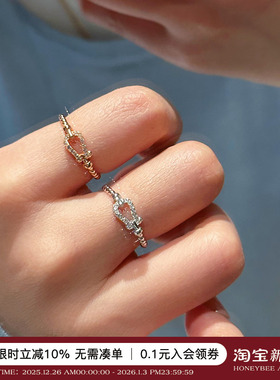 蜜蜂妈手作925银扭纹马蹄扣戒指