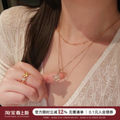 蜜蜂妈 古法十字金刚杵四叶花吊坠项链女复古设计感锁骨链礼物