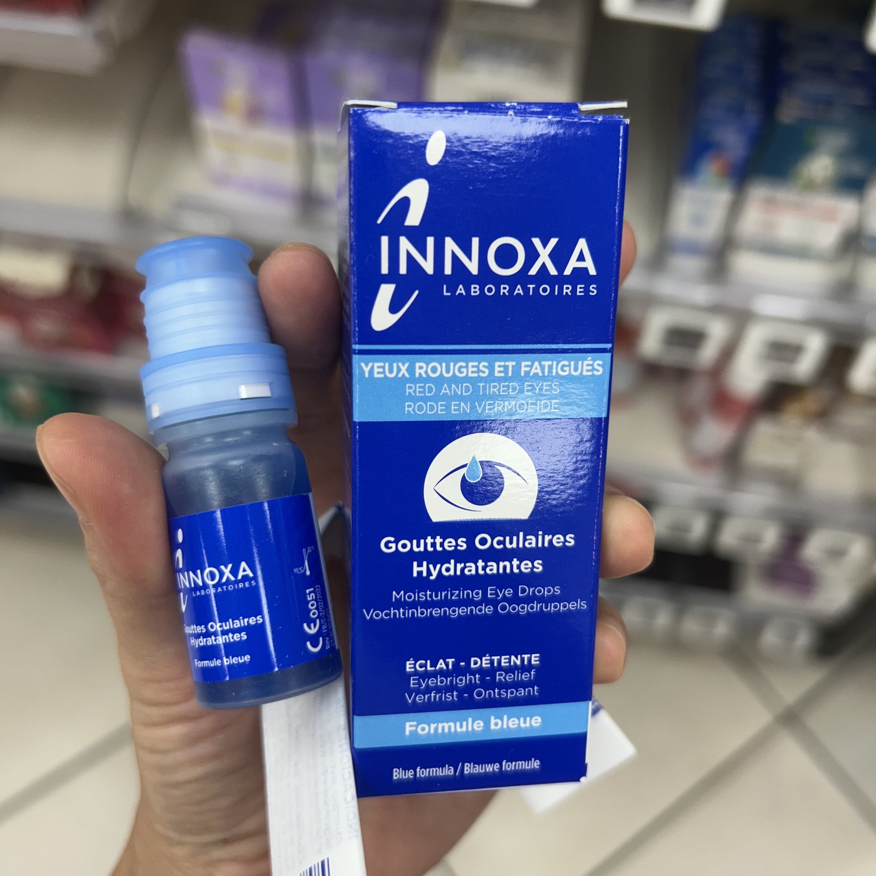 法国innoxa蓝色眼滴人鱼眼泪缓解疲劳滋润舒缓10ml红眼