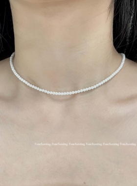 施家珍珠925纯银锁骨链女气质
